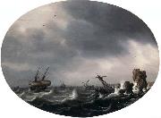 VLIEGER, Simon de Stormy Sea - Oil on wood oil painting artist